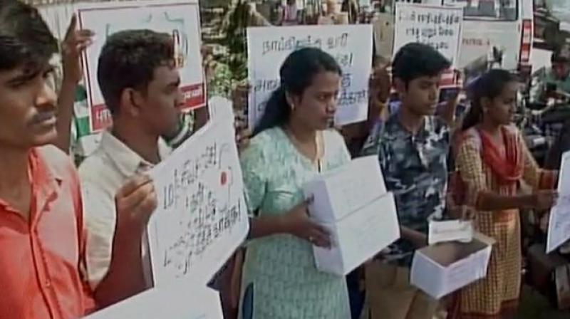The protesters claimed that the earlier tax was only five percent, but now 12 percent has been imposed. (Photo: ANI)