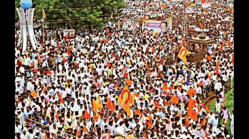 A file photo of the recent mega rally by Lingayats in Bidar