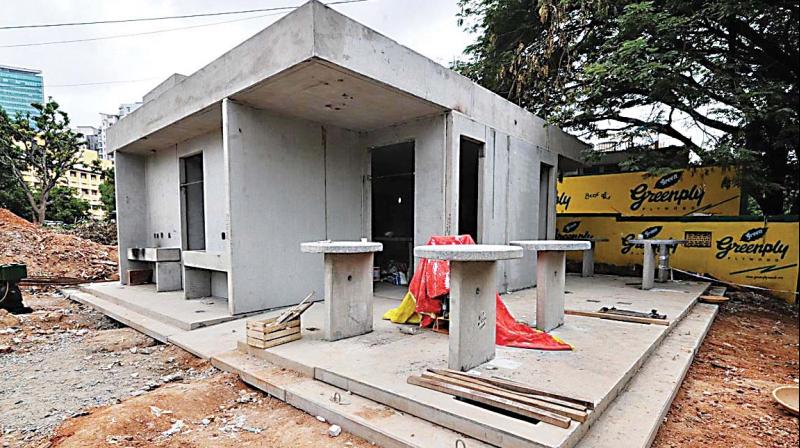 An Indira Canteen under construction in the city (Photo	: DC)