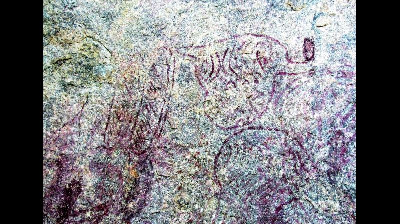 Pre-historic rock painting found at Hastalpur
