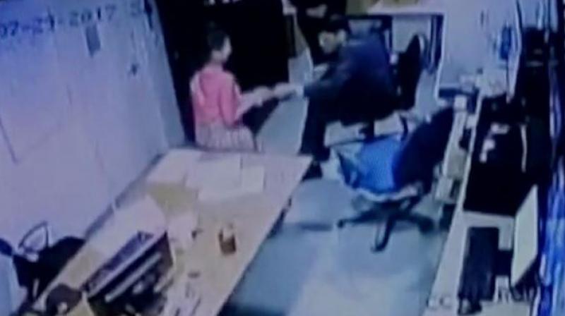 CCTV footage shows a woman in a five star hotel in Delhi was assaulted by security manager. (Photo: ANI | Twitter)