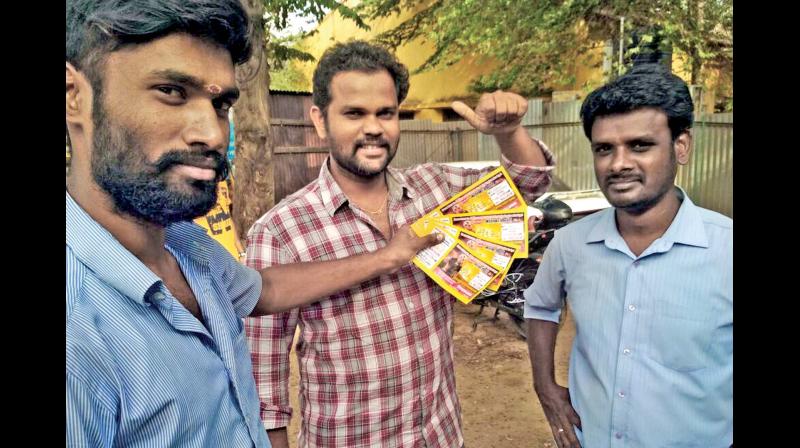 Ajith fans show off their tickets for Vivegam, first day, first show (Photo: DC)