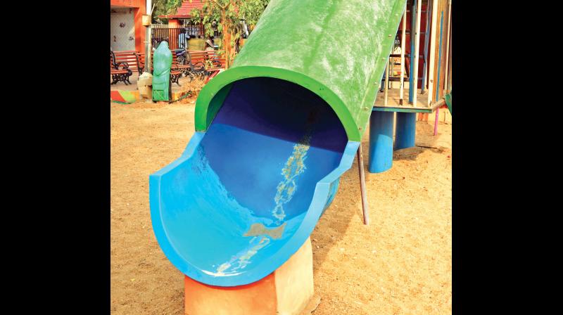 Damaged slide at VOC  children playground with sharp edges. (Photo: DC)