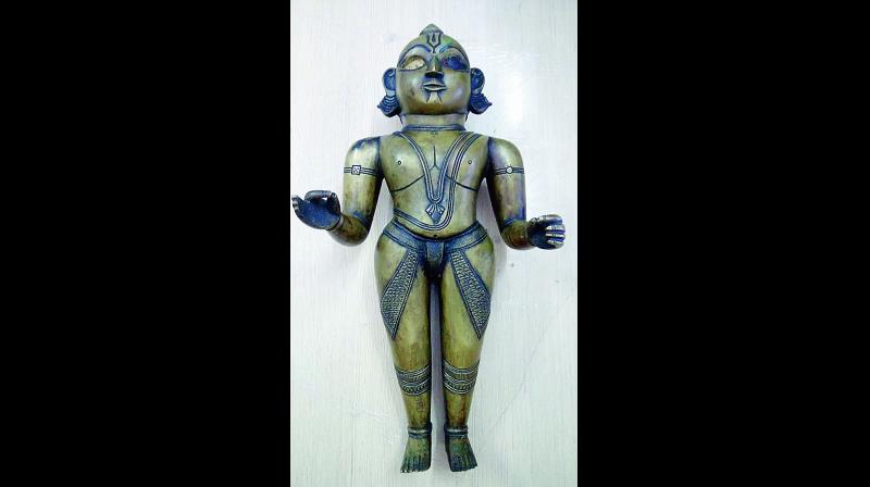 The 600-yr-old antique idol recovered from AP based business man after he tried to sell it at Kulsumpura on Thursday