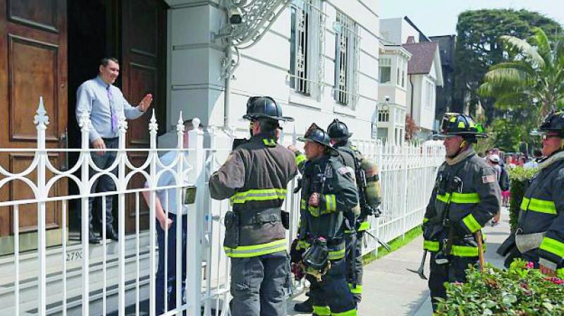 Firefighters were turned away by diplomatic staff