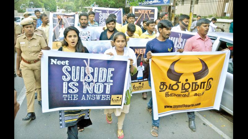 Tamil Nadu Youth Party members take out a rally against senior advocate Nalini Chidambaram, near her residence, for arguing in favour of Neet in the courts (Representational Image)