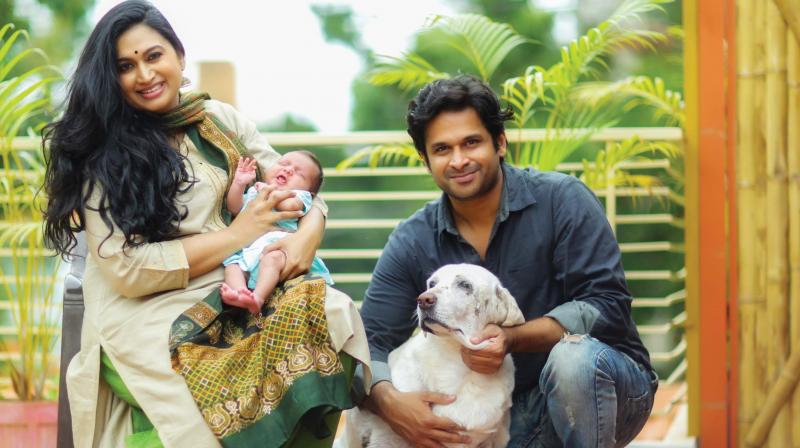 Actress Shweta Srivastav and her husband with their new born child
