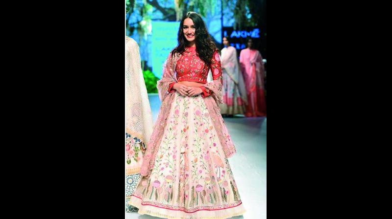 Shraddha Kapoor in a Rahul Mishra creation. This designers prices are anywhere between Rs 1.75 to Rs 2.25 lakh