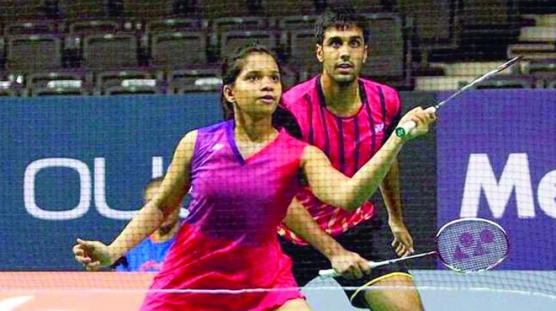 Sikki Reddy (left) and Pranaav Jerry Chopra entered the mixed doubles semifinals of the Japan Open badminton tournament in Tokyo on Friday