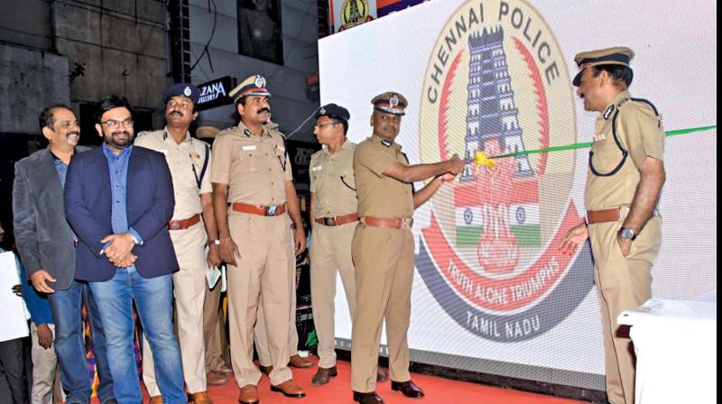 City Police Commissioner A. K. Vishwanathan  inaugurates CCTV cameras with face detection  technology in the city on Sunday (Photo: DC)