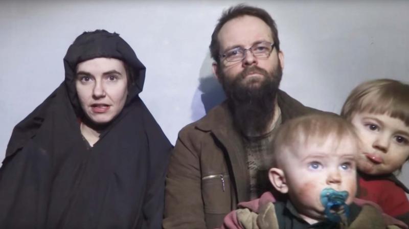 Caitlan Coleman and her Canadian husband Joshua Boyle with their two children in this image from a video released by Taliban Media in December 2016 (Photo: AP)