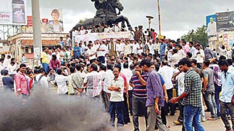A file photo of farmers protesting for early implementation of Mahadayi project