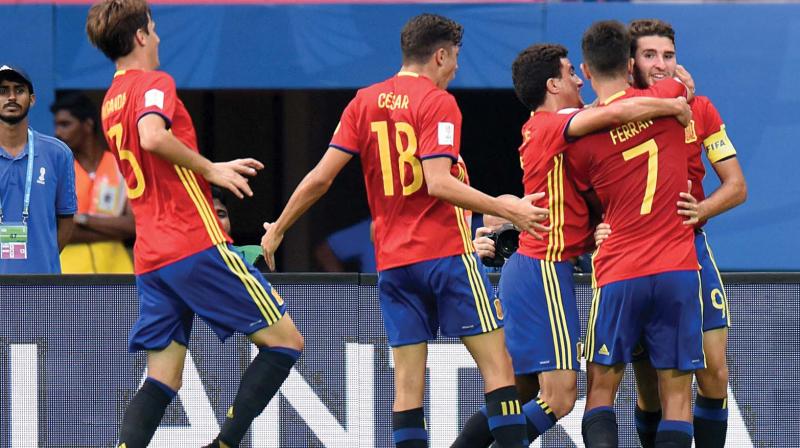 Spains Abel Ruiz (right), with six goals, is currently the second highest scorer in the Fifa Under-17 World Cup behind England striker Rhian Brewster, whose tally is seven. (Photo: AFP