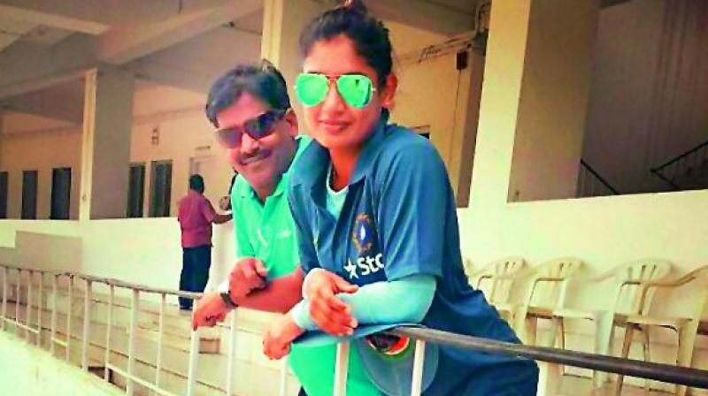 Indian women cricket team captain Mithali Raj with her coach RSR Murthy.