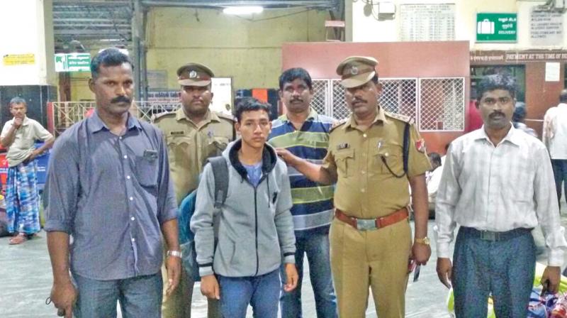The 17-year-old detained by RPF personnel at Chennai Central on Sunday. (Photo: DC)