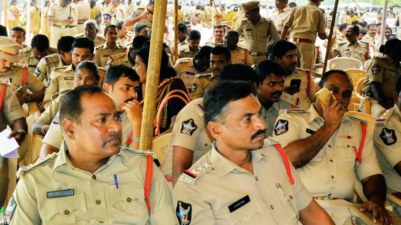 Police deployed for Chief Ministers visit in Nellore.