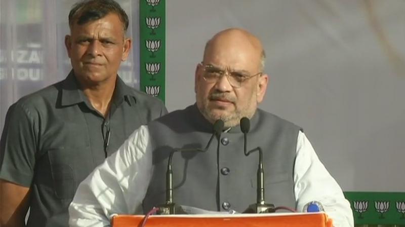 BJP chief Amit Shah addressed a rally in Jammu on Saturday. (Photo: ANI/Twitter)
