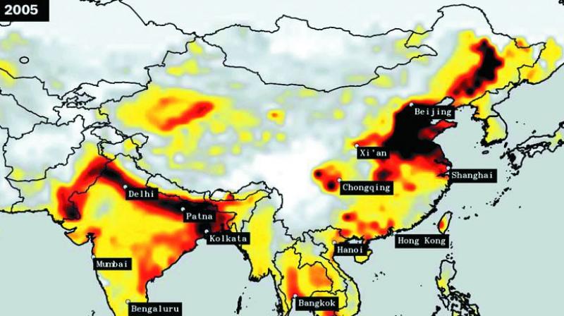 Recent pictures taken by NASA show the rising pollution levels over India, China and South Asia