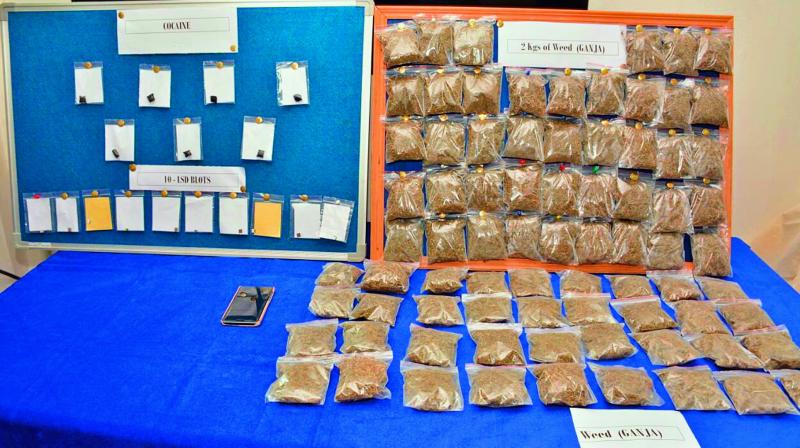 The cocaine and ganja seized from the accused. 	 DC