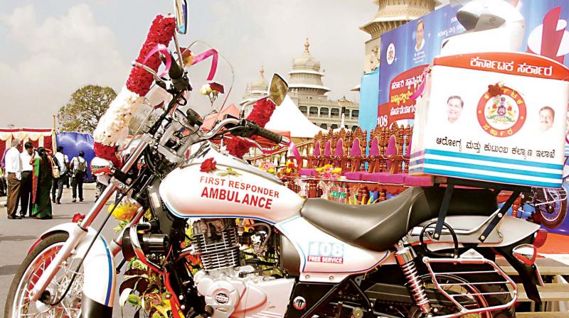 These ambulances, which are basically first-aid on two-wheelers, are popular because of their ability to beat traffic jams and navigate through narrow lanes to reach emergency cases.