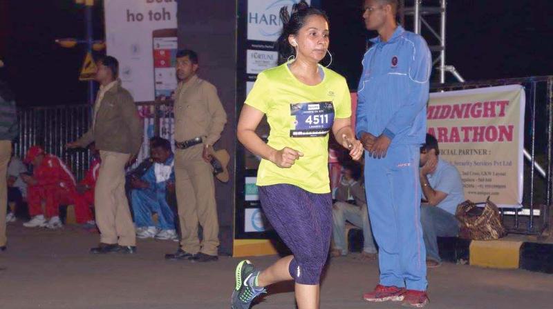 A runner from an earlier edition of the Bengaluru Midnight Marathon in the city.