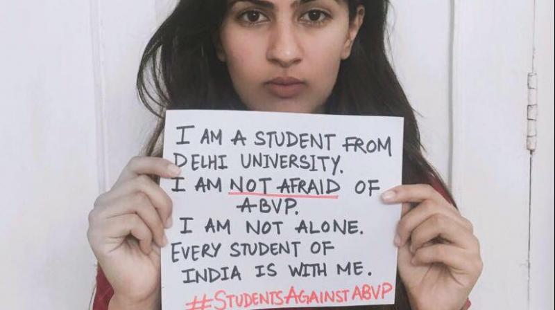 24-year-old Delhi University student Gurmehar Kaur (Photo: Facebook)