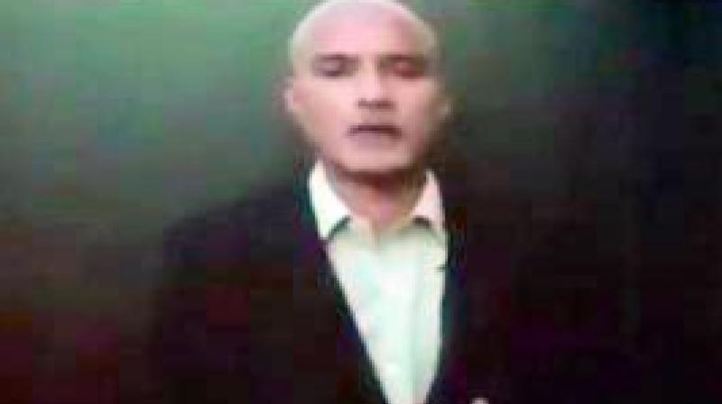 A TV grab from the new video on Kulbhushan Jadhav released by Pakistan on Thursday.