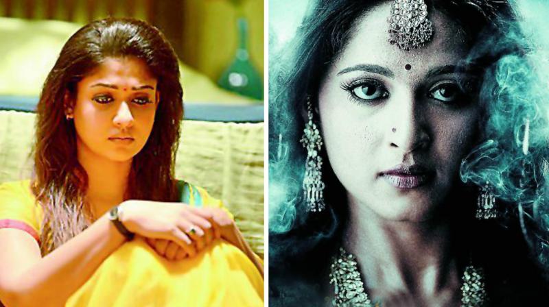 Making it count: (Left) Nayantara in a still from the film Anamika; (Right) Anushka Shetty in a still from Arundhati.