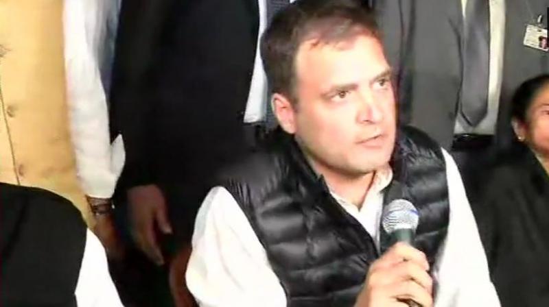 After the meeting, which took place hours after opposition leaders shared a dias at an AAP protest on the day of the last sitting of the present Lok Sabha, Gandhi told reporters that opposition leaders agreed to have a common minimum programme. (Photo: ANI | Twitter)