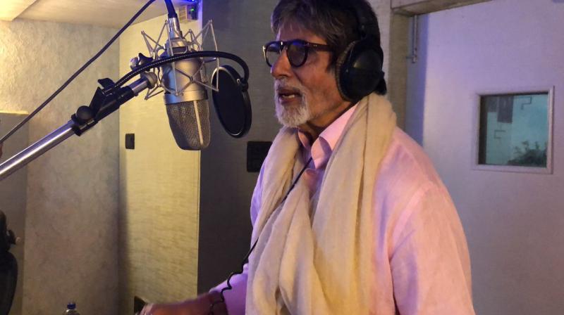 Amitabh Bachchan records a song.