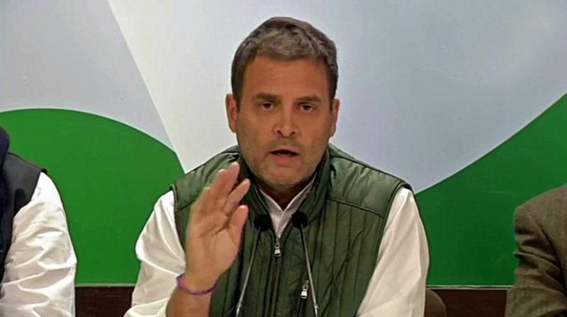 Congress president Rahul Gandhi maintained that there was massive corruption in contract and wondered why CAG report cited by SC on it had not been shared with PAC of Parliament. (Photo: ANI)