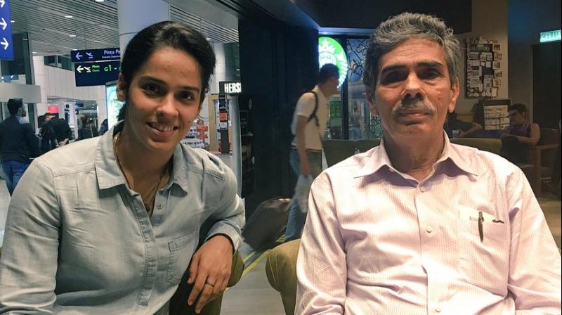 Harvir Singh was supposed to travel with Saina Nehwal for the Asia badminton Championship in China but just before boarding the flight he felt some discomfort and had to return home from the airport. (Photo: Saina Nehwal Twitter)