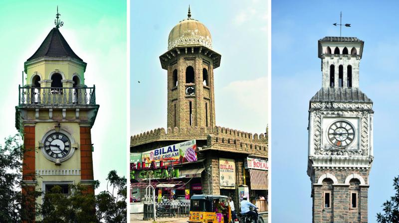 The LB Stadium clock and the broken faces of the ones at M.J. Market and Secunderabad