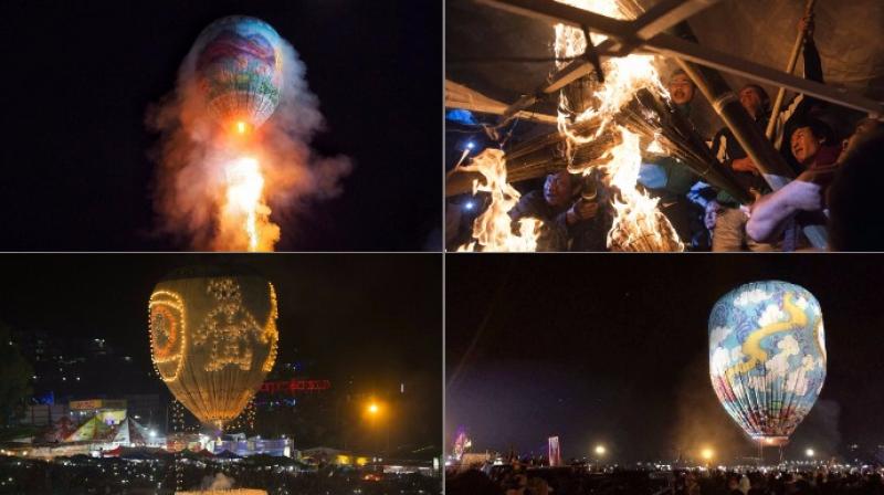 Skies in Myanmar light up during hot air balloon festival