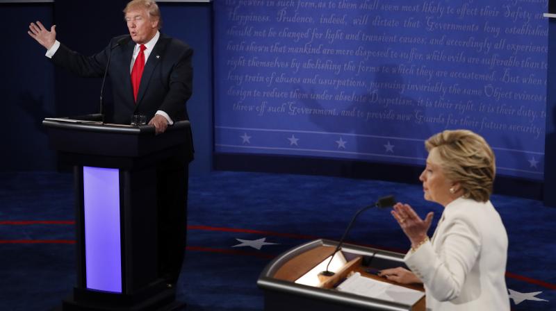 US Presidential candidates, Donald Trump and Hillary Clinton at the final presidential debate. (Photo: AP)