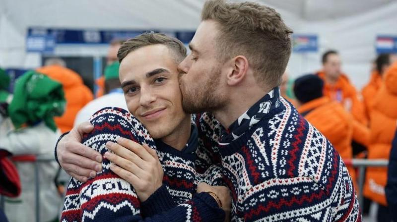 \When I came out was when I was able to breathe,\ Rippon said. (Photo: Twitter/Gus Kenworthy)