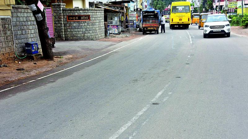 Reflectors missing on the West Marredpally road after heavy idol immersion trucks passed through them on Tuesday.   	(Photo:DC)