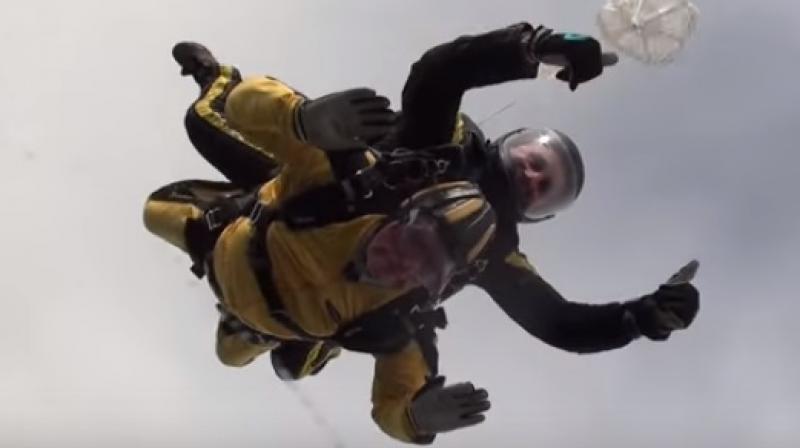 The great-grandfather is the oldest tandem skydiver to have jumped from a plane at 15,000 feet. (Photo: Youtube)
