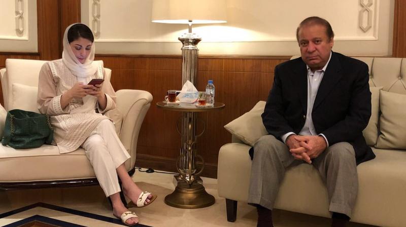 Nawaz Sharif and his daughter Maryam Nawaz Sharif have landed at UAEs Abu Dhabi International Airport. Their further destination, whether they will be taken to Islamabad or Lahore in Pakistan, is not known yet. (Photo: Twitter | ANI)