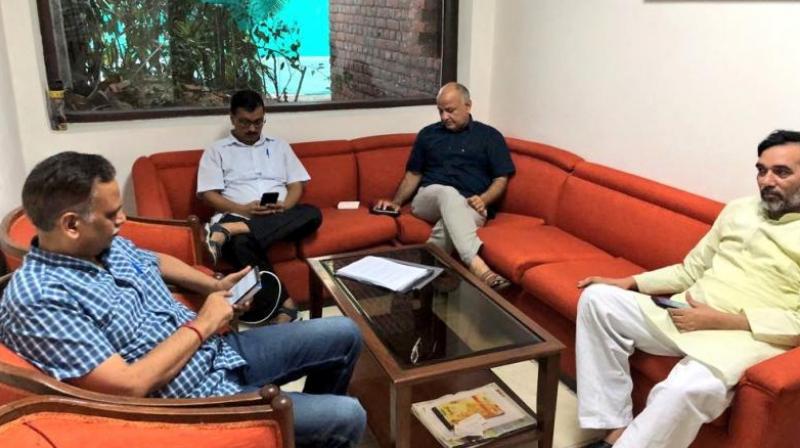 Arvind Kejriwal along with Deputy Chief Minister Manish Sisodia as well as Satyendar Jain, Gopal Rai met Anil Baijal and demanded that he direct the IAS officers to call off their strike and punish those who struck work for four months. (Photo: Twitter | @ArvindKejriwal)