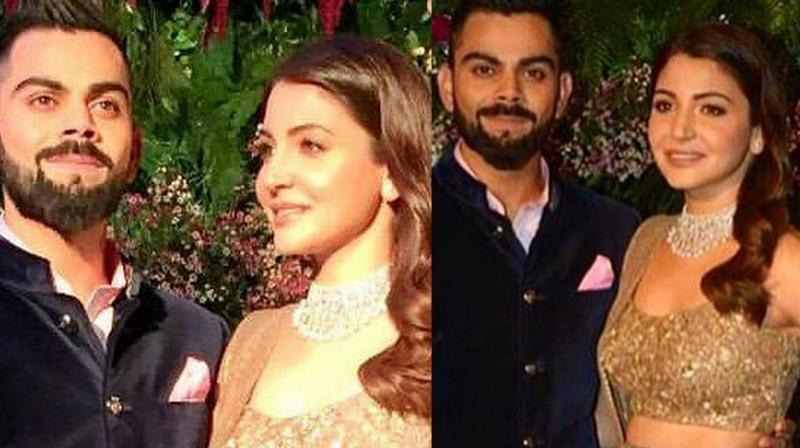 Anushka Sharma and Virat Kohli at their wedding reception in Mumbai.