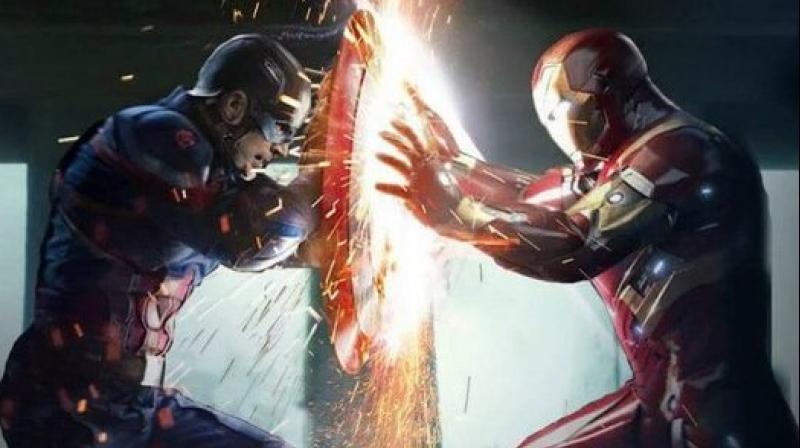 Iron Man and Captain America in Captain America: Civil War.