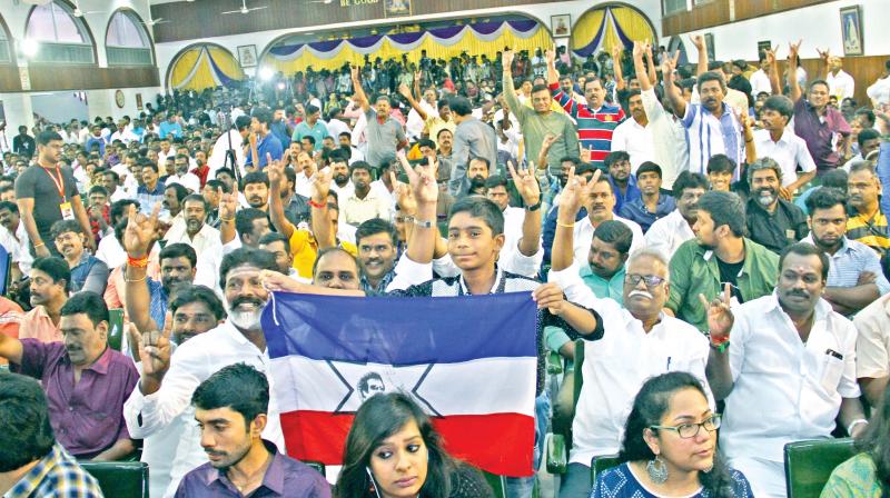 Fans celebrating the superstars announcement in Chennai on Sunday. (Photo: DC)