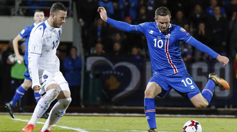 Gylfi Sigurdsson scored in Icelands 2-0 victory over Kosovo which guarenteed their qualification ti 2018 FIFA World Cup in Russia. (Photo: AP)