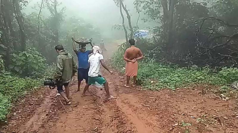 Video grab of construction works going on near Kakkadampoyil forest area.