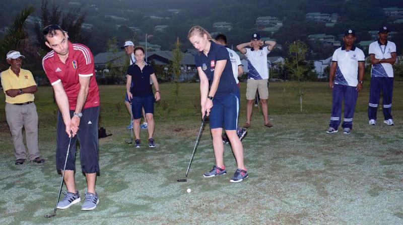 The competeting team members and the officer in charges participated in a game of golf during wee hour today. (Photo: DC)