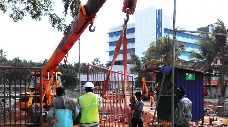 Construction work of  hospital in progress