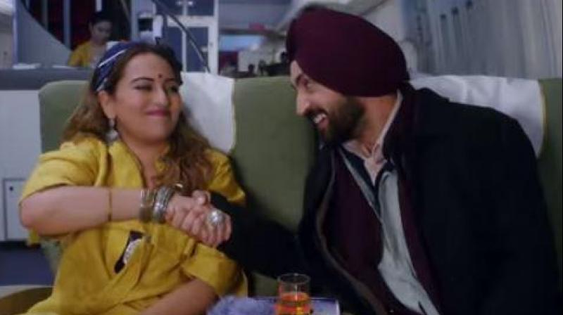 Sonakshi Sinha and Diljit Dosanjh in a still from Welcome to New York.
