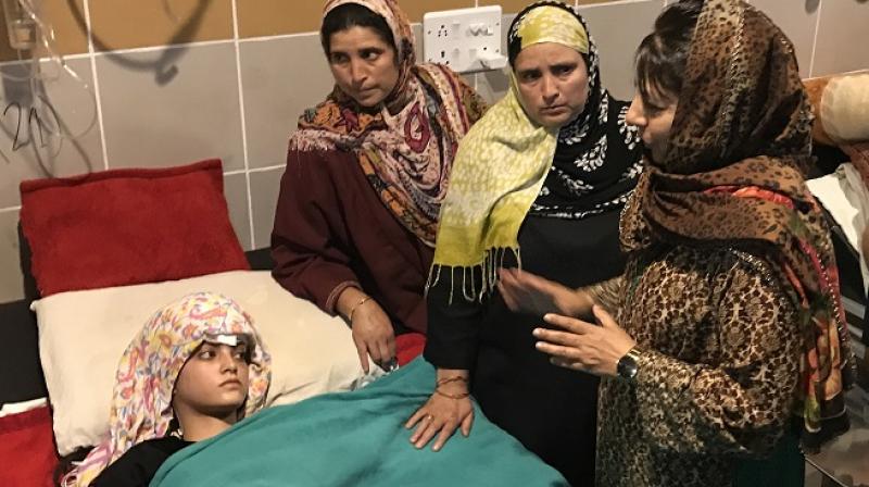Chief Minister, Mehbooba Mufti, who has appealed for calm had on Wednesday evening, visited one of the injured students at Srinagars SMHS hospital. (Photo: DC)
