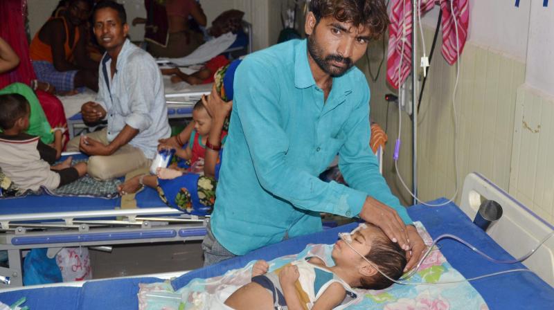 An inside view of a ward of BRD Hospital in Gorakhpur on Friday where at least 30 children died since the past two days, allegedly due to oxygen supply cut on Friday.  (Photo: PTI)
